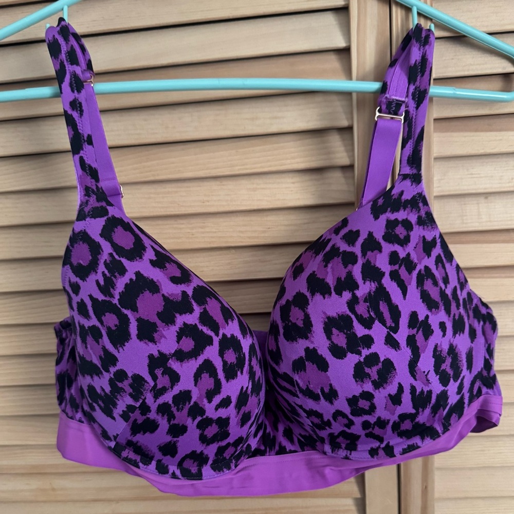 Cacique Purple Leopard Print Bra 40DD